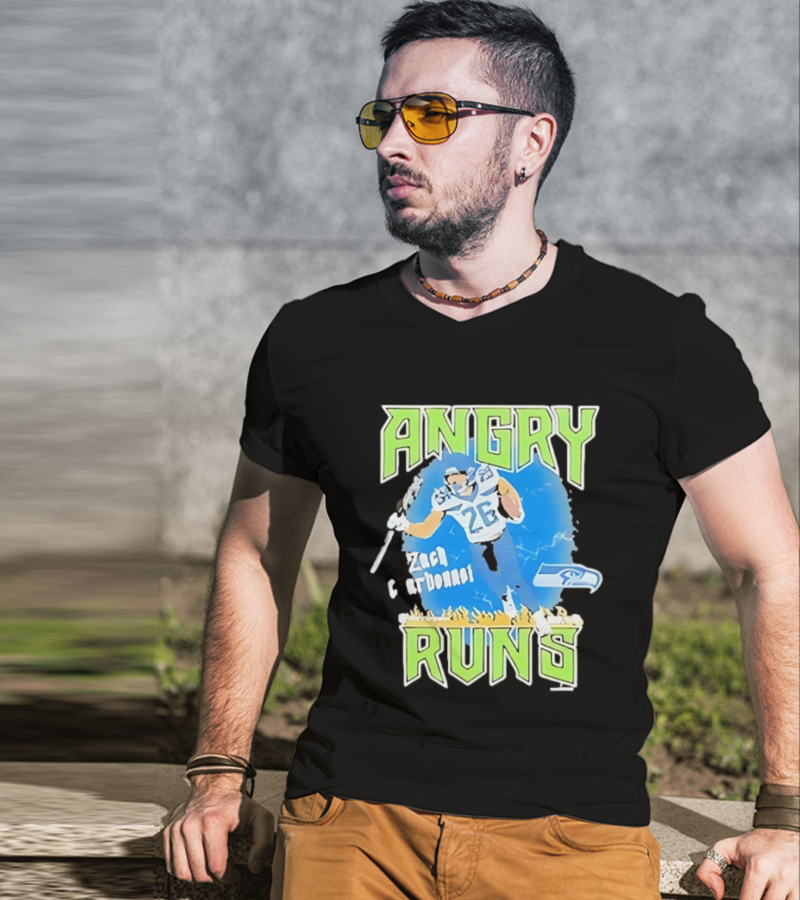 Seattle Seahawks Zach Charbonnet Angry Runs NFL Football 26 Seahawks Fan Gear T-Shirt