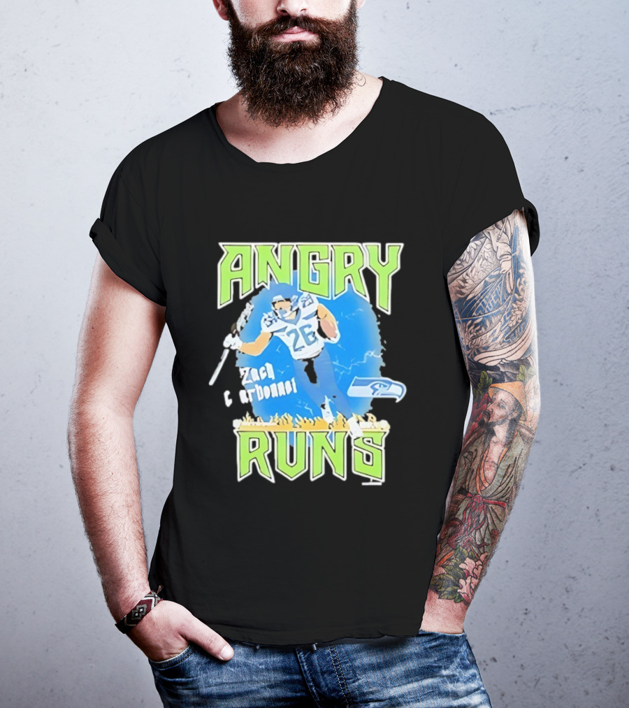 Seattle Seahawks Zach Charbonnet Angry Runs NFL Football 26 Seahawks Fan Gear T-Shirt