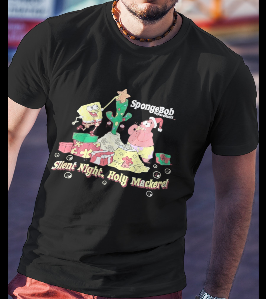 SquarePants Patrick Star Christmas Silent Night Holy Mackerel T-Shirt