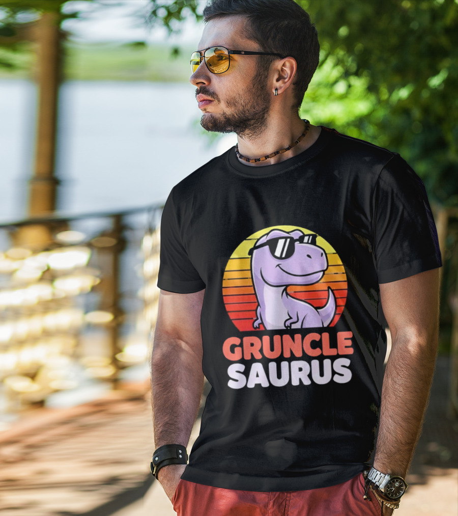 ```Gruncle Saurus Dinosaur With Sunglasses Retro Style``` T-Shirt