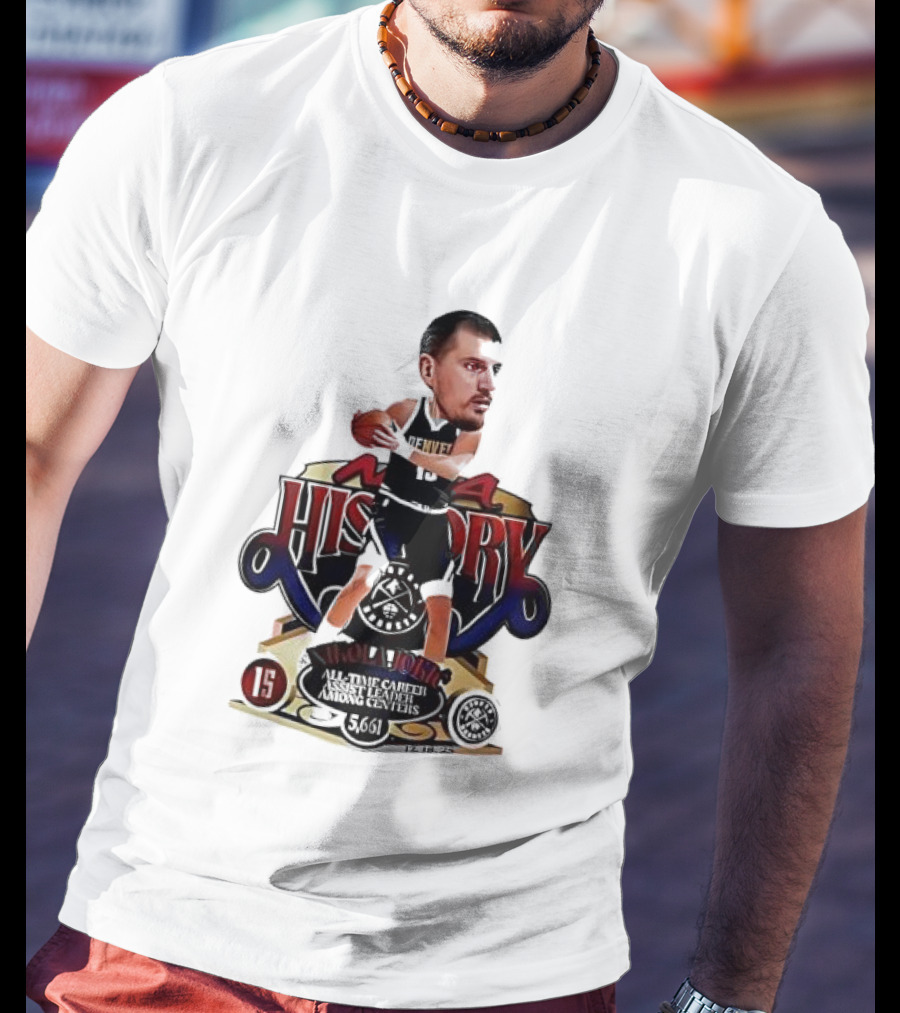 Nikola Jokic Nuggets NBA History All Time Basketball Cartoon T-Shirt