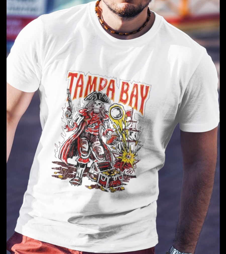Tampa Bay Pirate Skeleton Exploding Cannonball T-Shirt