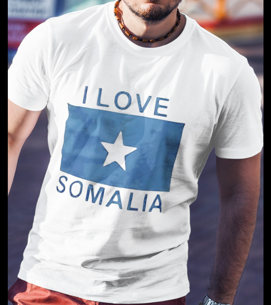 I Love Somalia Flag Blue Star T-Shirt