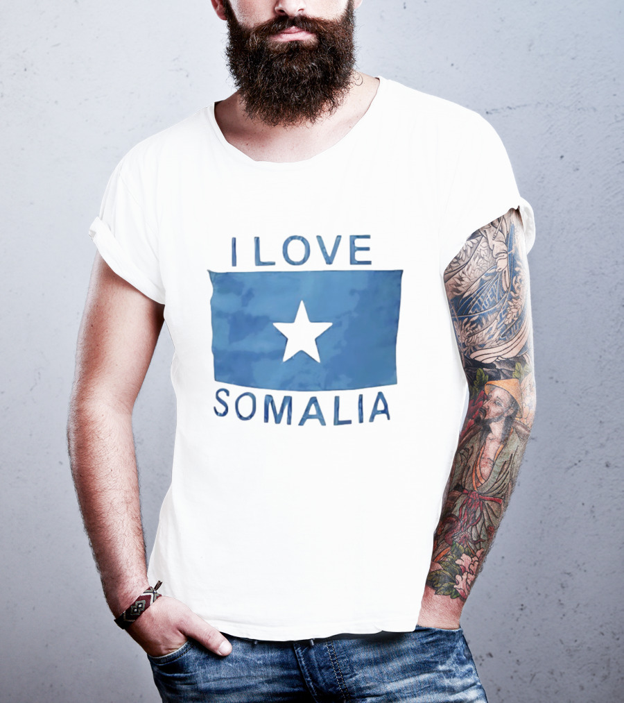 I Love Somalia Flag Blue Star T-Shirt