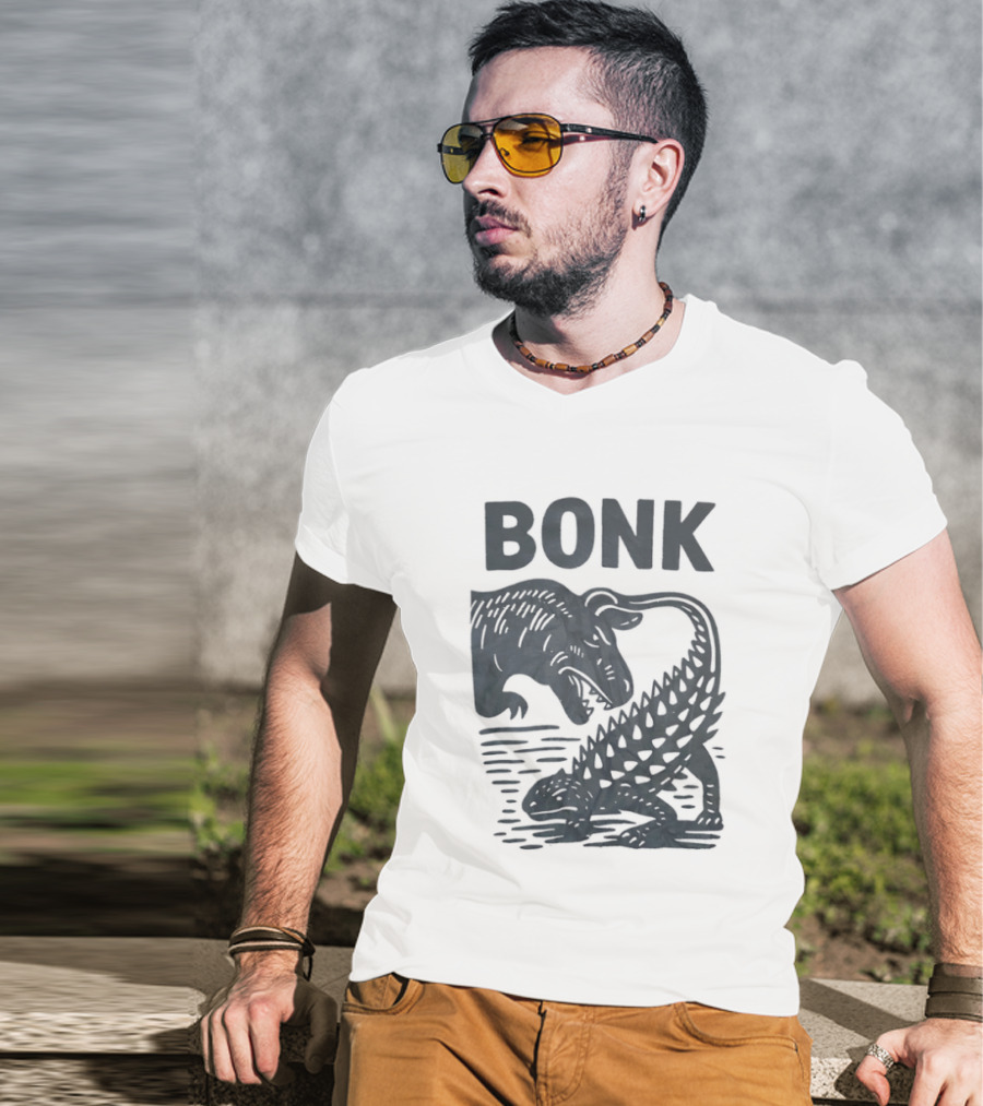 Late Cretaceous Dinosaur Bonk Scene With Spinosaurus And Ankylosaurus T-Shirt