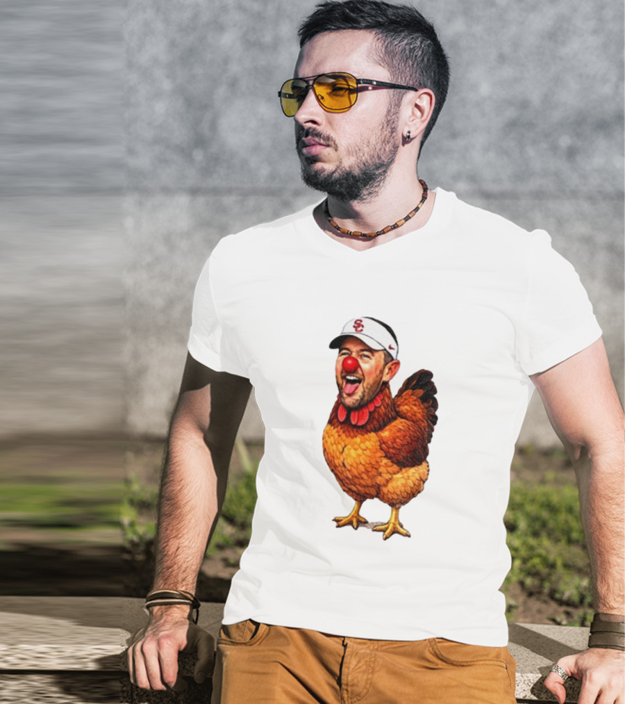USC Coach Lincoln Riley Chicken Parody With Red Nose Clown Face T-Shirt