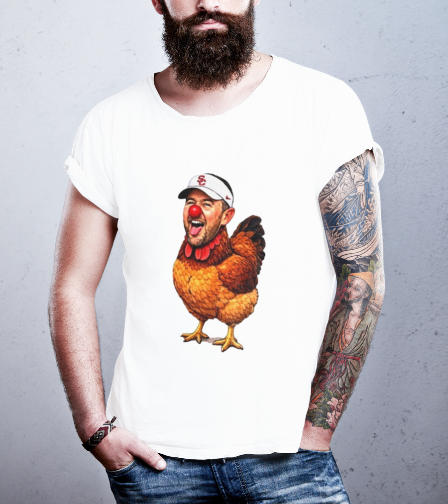 USC Coach Lincoln Riley Chicken Parody With Red Nose Clown Face T-Shirt