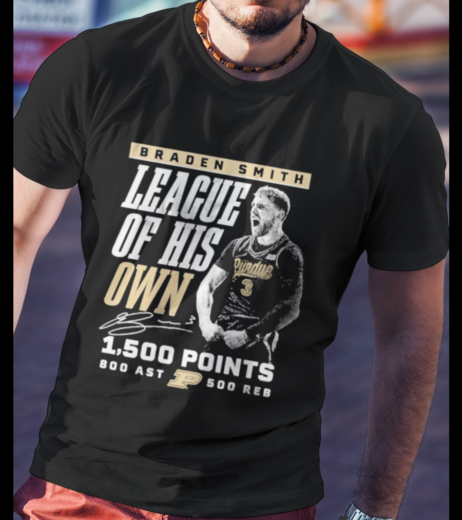 Braden Smith League Of His Own 1500 Points 800 Ast 500 Reb Purdue Boilermakers T-Shirt