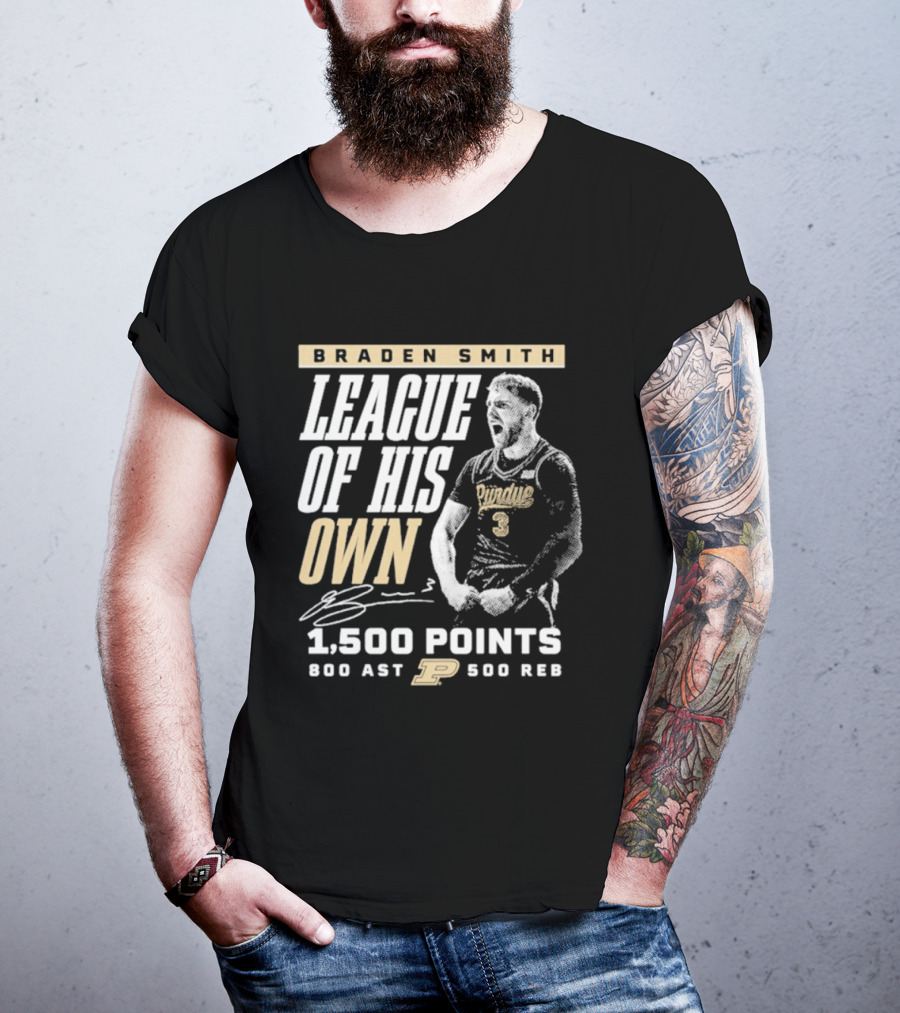 Braden Smith League Of His Own 1500 Points 800 Ast 500 Reb Purdue Boilermakers T-Shirt
