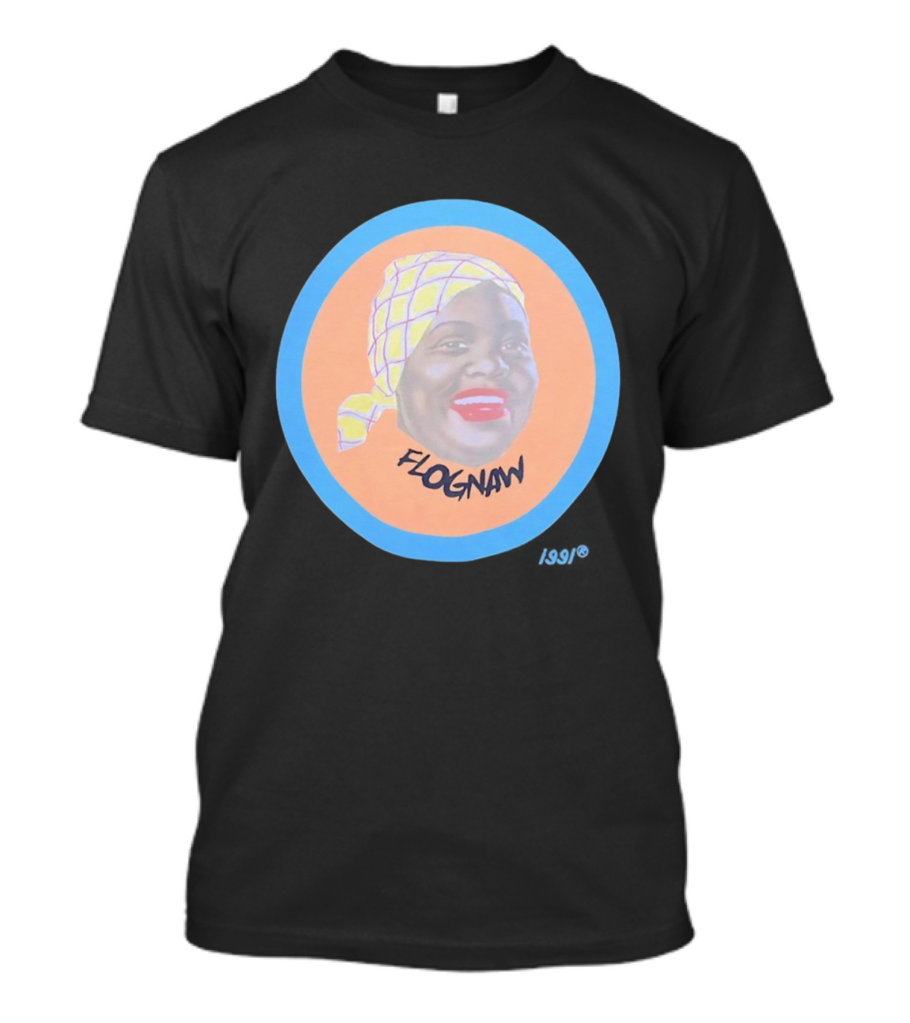 Golf Wang Flognaw Portrait Yellow Scarf Oval Blue Border T-Shirt