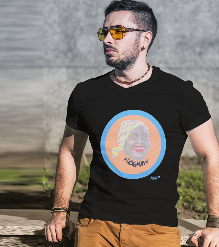 Golf Wang Flognaw Portrait Yellow Scarf Oval Blue Border T-Shirt