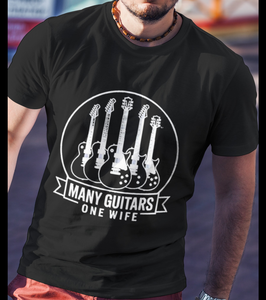 Many Guitars One Wife Circular Frame T-Shirt
