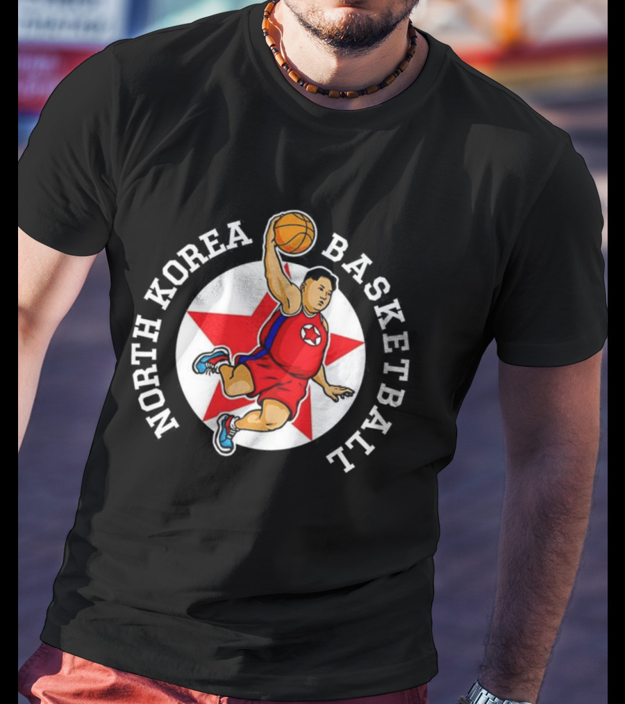 North Korea Basketball Rocketman Kim Dunk Star T-Shirt