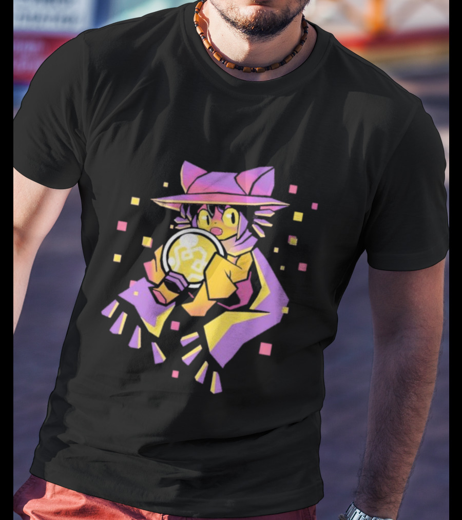 OneShot Niko Holding Lightbulb Pixel Art Purple Yellow T-Shirt
