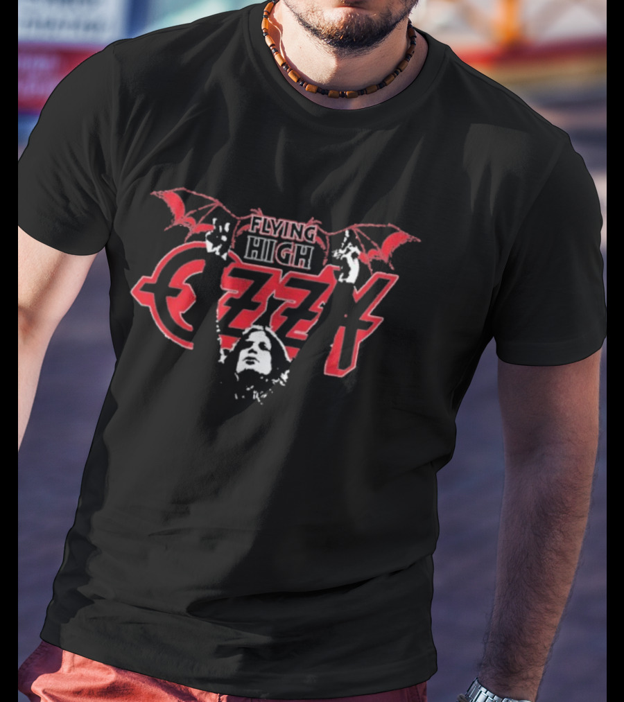 Flying High Ozzy Osbourne Bat Wings Rock Iconic 777 T-Shirt