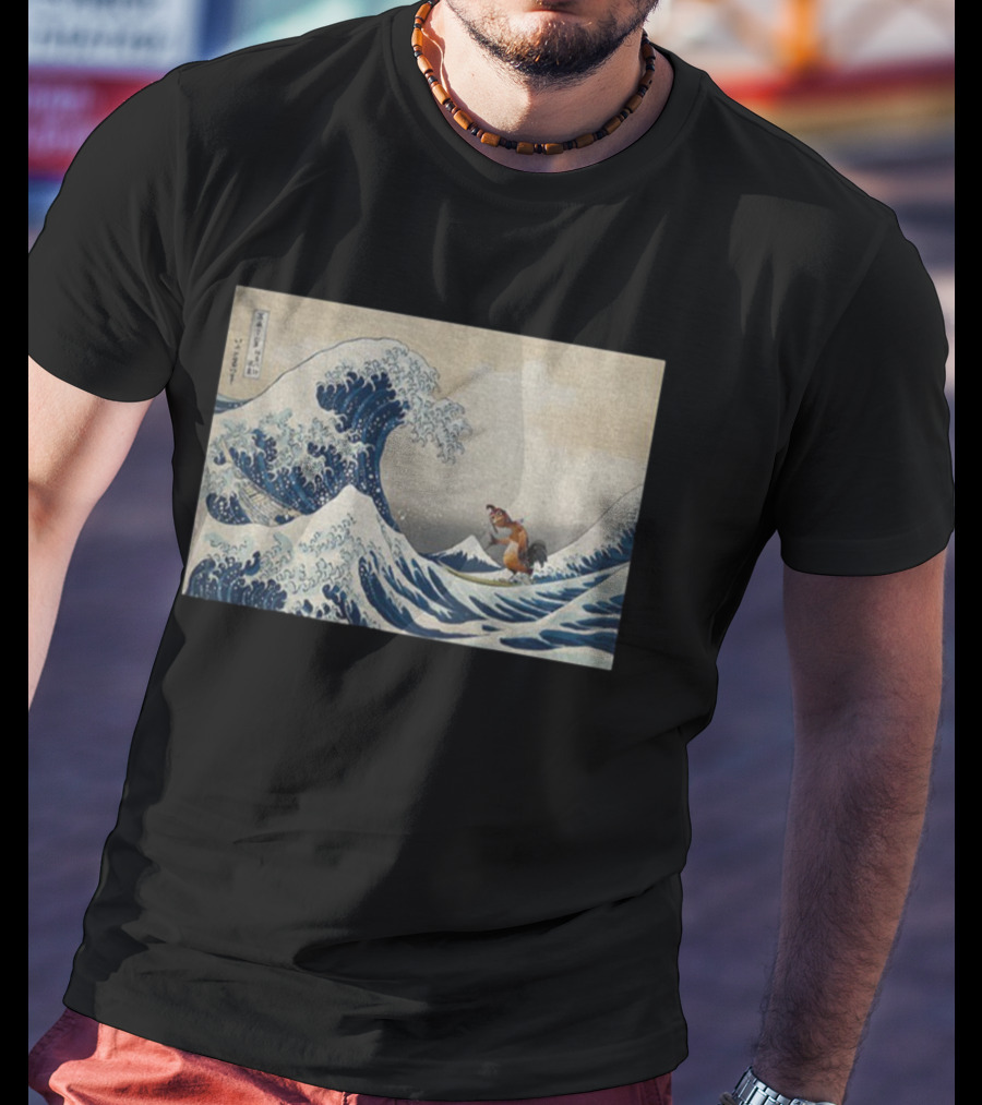 Great Wave Kanagawa Chicken Joe Meme Funny Ukiyo E T-Shirt