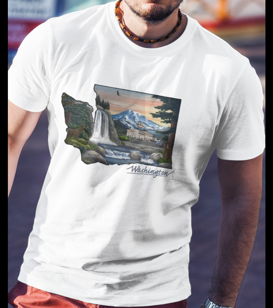In N Out Burger Mount St Helens Washington Waterfall Scenery T-Shirt