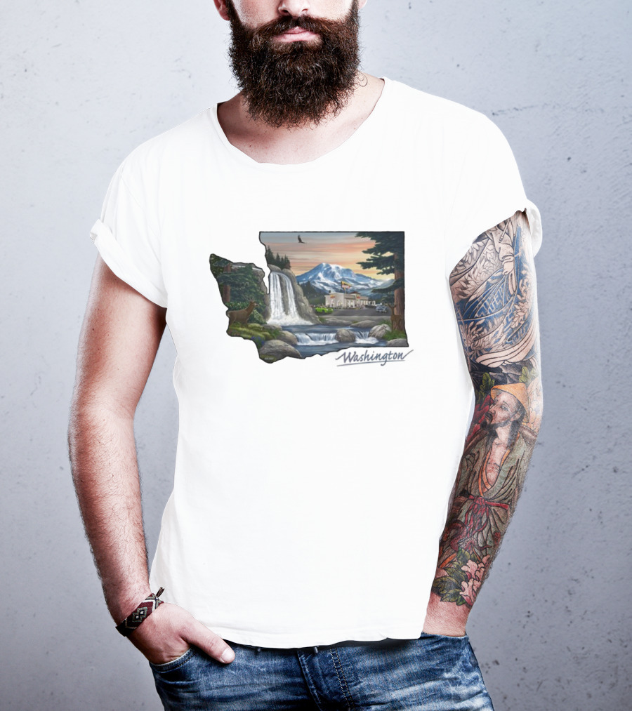 In N Out Burger Mount St Helens Washington Waterfall Scenery T-Shirt