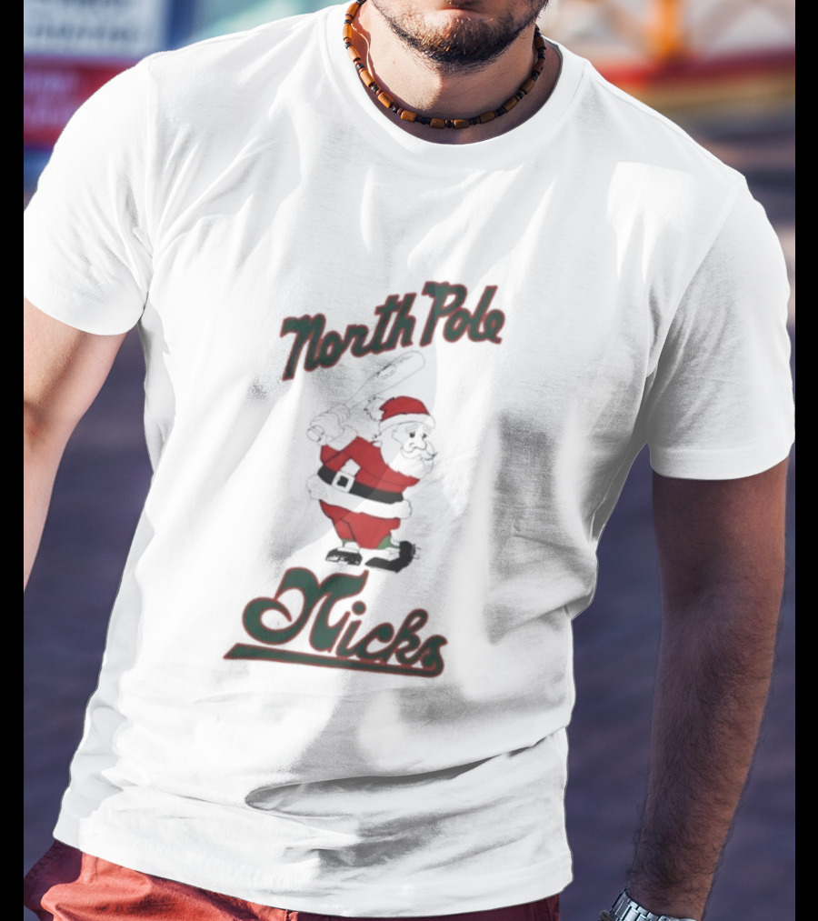 North Pole Nicks Santa Christmas Noir T-Shirt