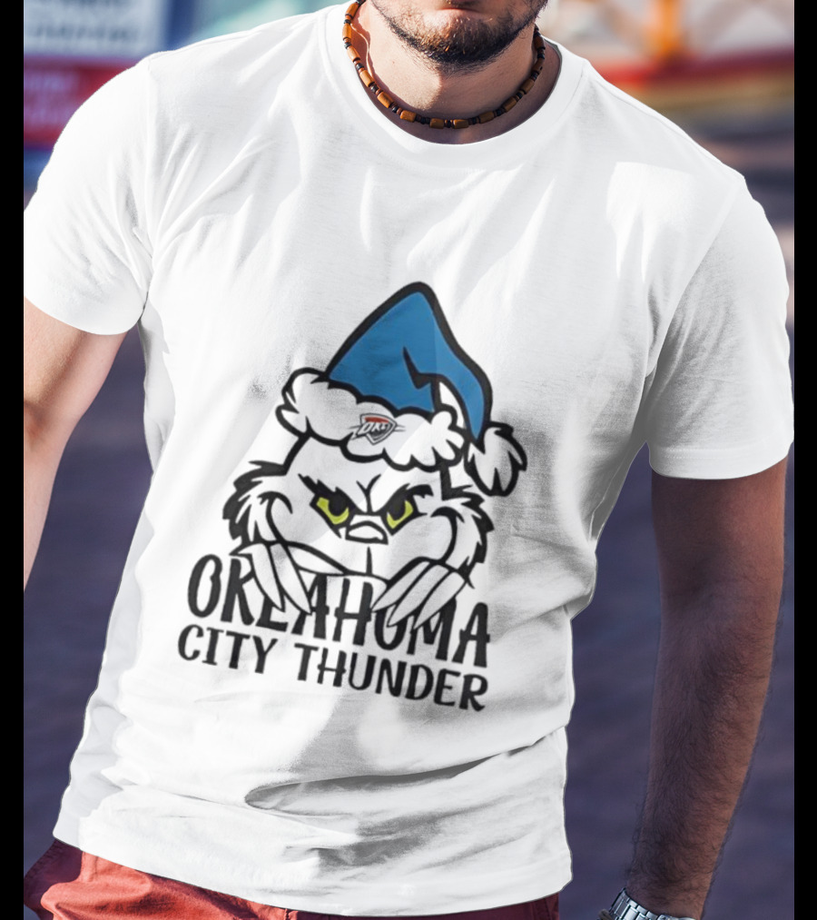 Okahoma City Thunder Grinch Holiday Santa Hat Christmas T-Shirt