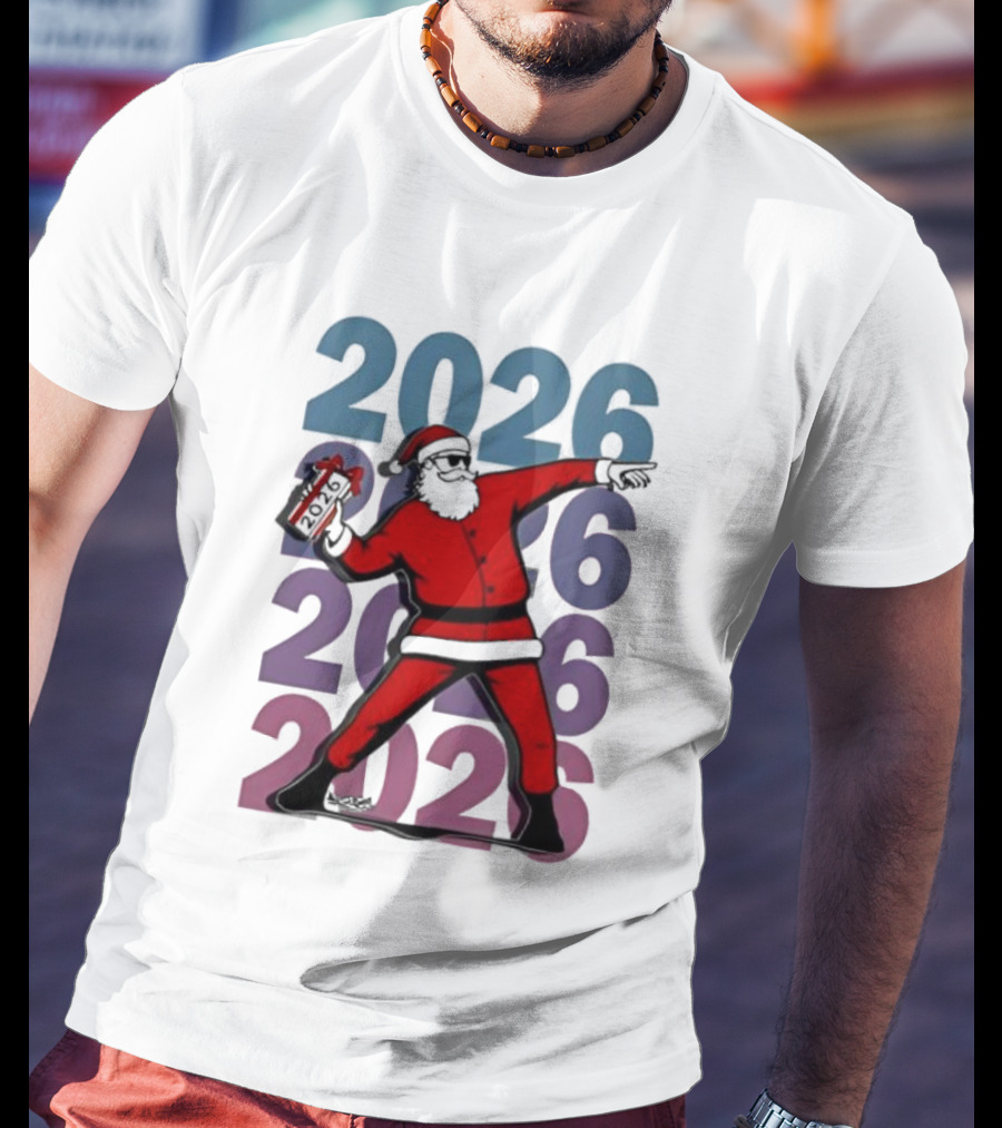 Dancing Santa 2026 Countdown Bold Repeat T-Shirt