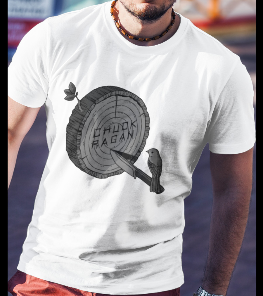 Chuck Ragan Target Practice Woodblock Bird Knife T-Shirt