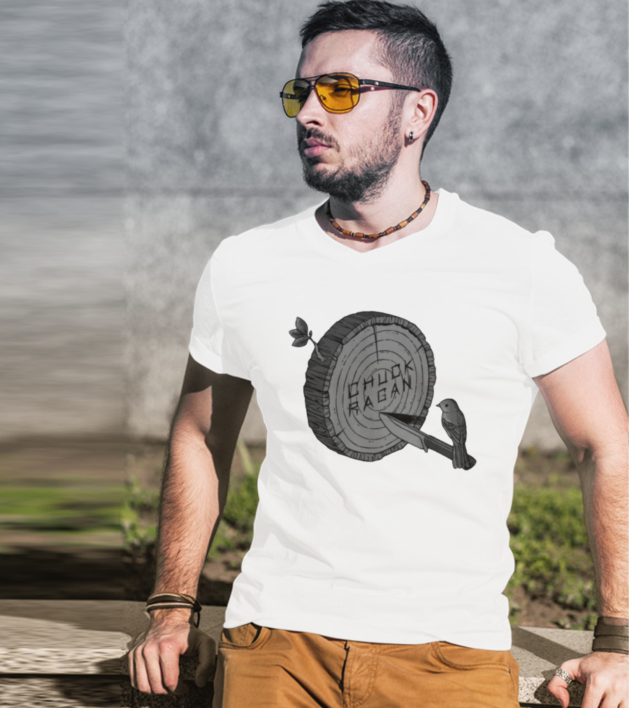 Chuck Ragan Target Practice Woodblock Bird Knife T-Shirt