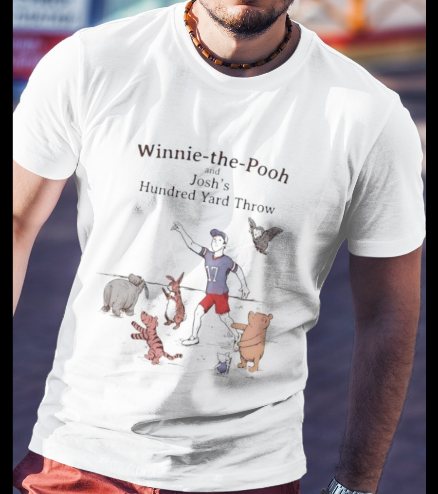 Winnie The Pooh Josh's Hundred Yard Throw Football Scene With Iconic Characters T-Shirt