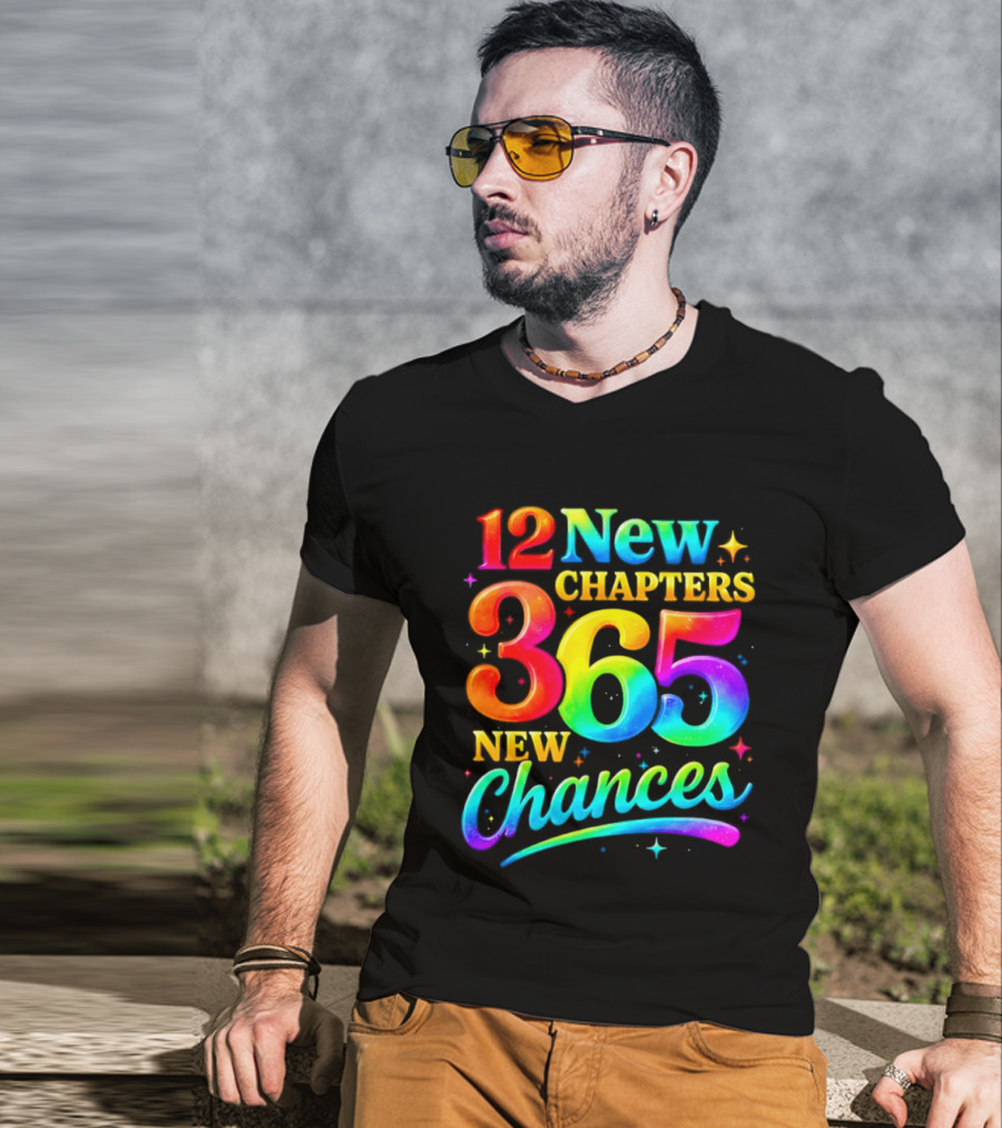 12 New Chapters 365 New Chances Neon Rainbow T-Shirt