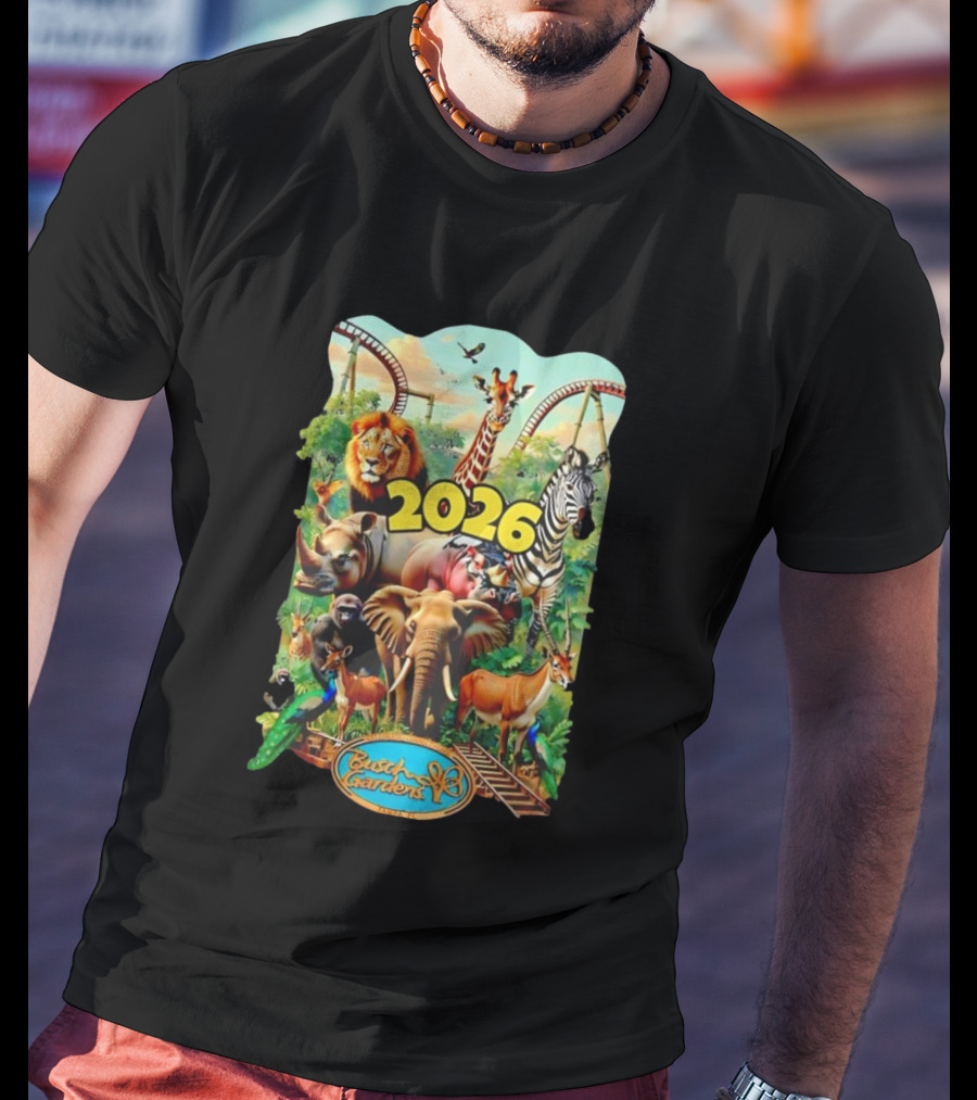 Busch Gardens 2026 Animals Lion Elephant Giraffe Zebra Tampa Roller Adventure T-Shirt