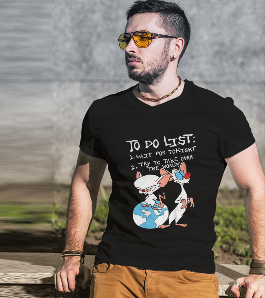 New Pinky And The Brain Cartoon To Do List Wait For Tonight Try To Take Over The World T-Shirt