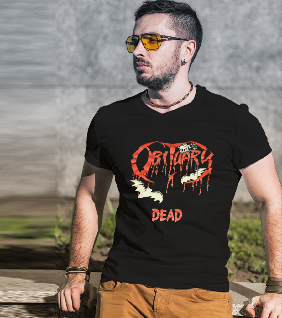Obituary Dead Dripping Blood Bats T-Shirt