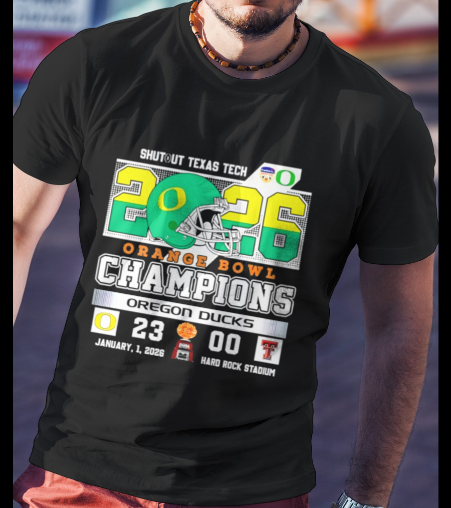 Oregon Ducks 2026 Orange Bowl Champions Shutout Texas Tech 23 0 T-Shirt