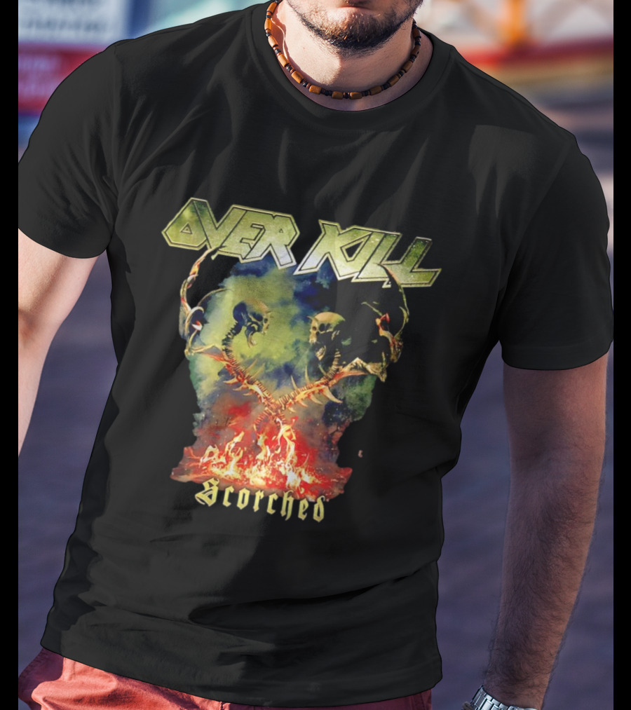 Overkill Scorched Skull Flames Tour Night T-Shirt