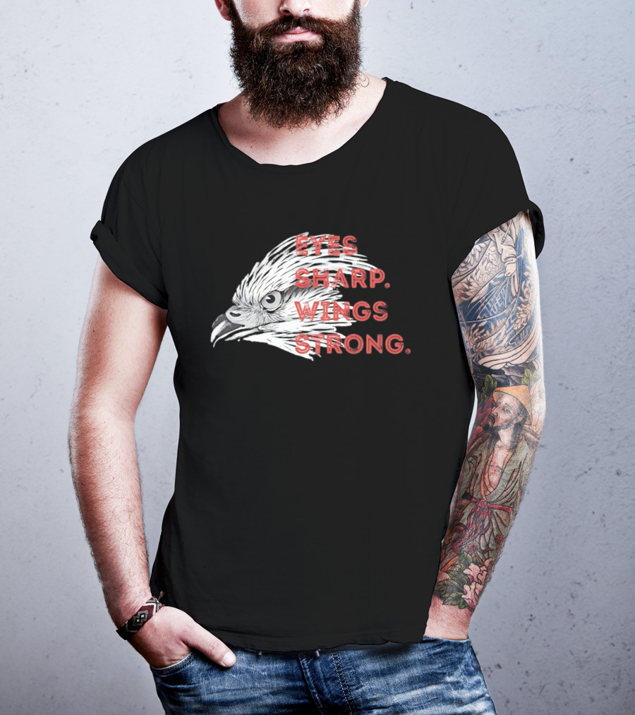 Raptor Bird Head Eyes Sharp Wings Strong T-Shirt