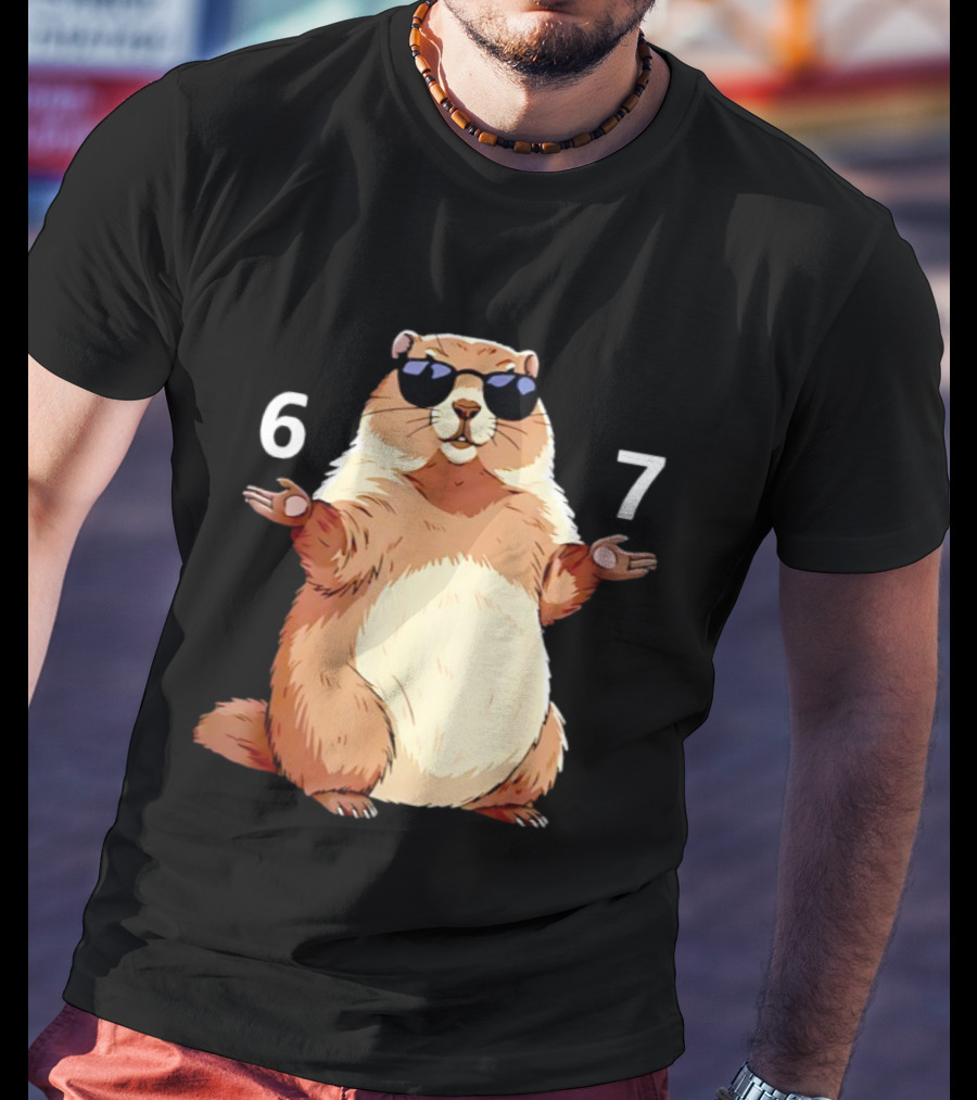 Groundhog Wearing Sunglasses 6 7 Six Seven Meme T-Shirt