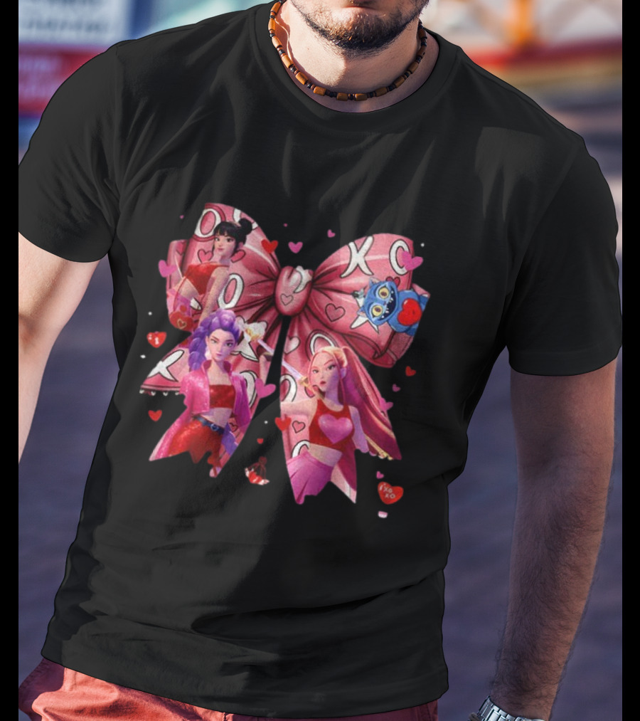Huntrix Coquette XO Valentine's Kpop Demon Hunters Fantasy Ensemble T-Shirt
