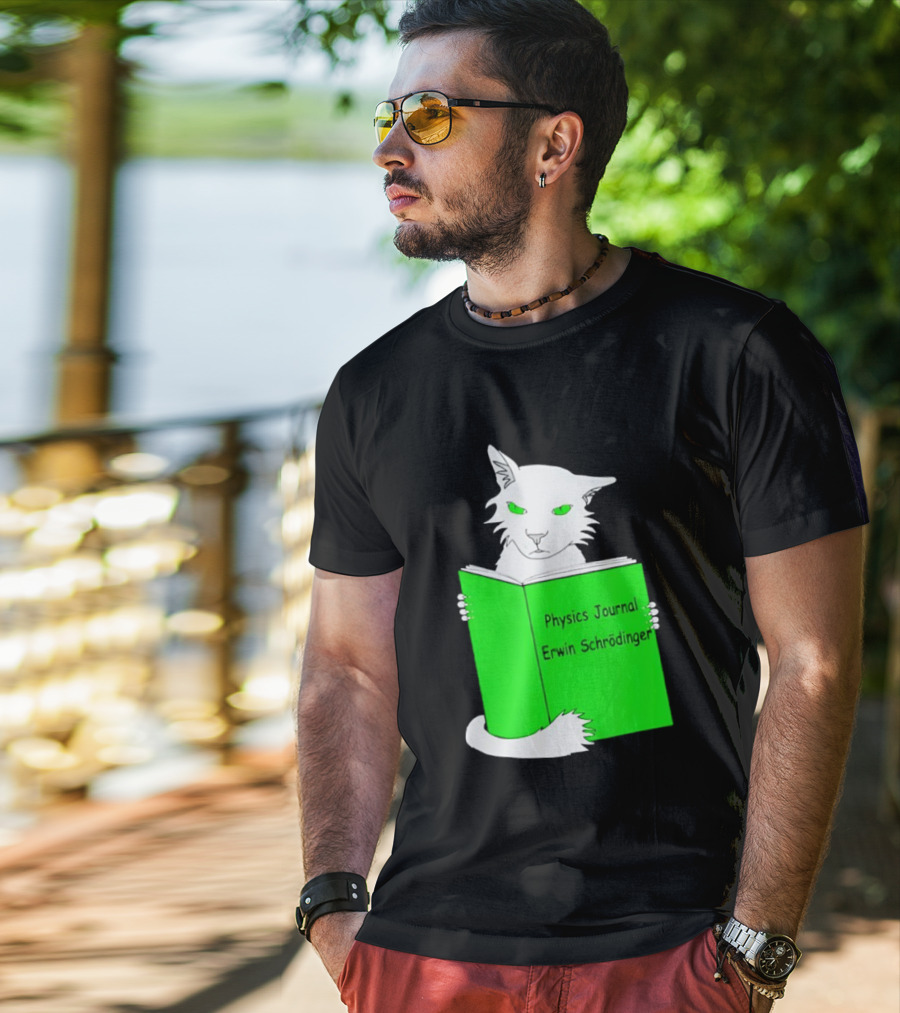 Schrodinger’s Cat Reading Book Physics Journal Erwin Schrodinger T-Shirt