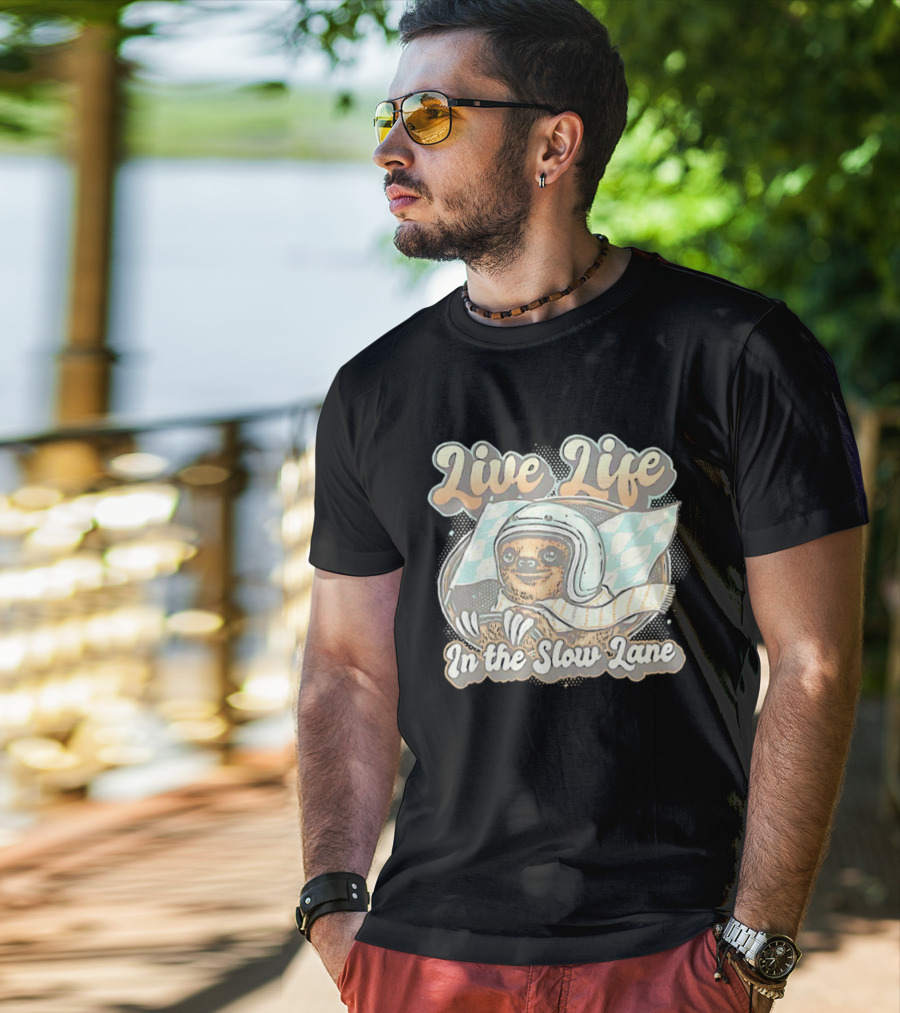 Live Life In The Slow Lane Sloth Racing Helmet T-Shirt
