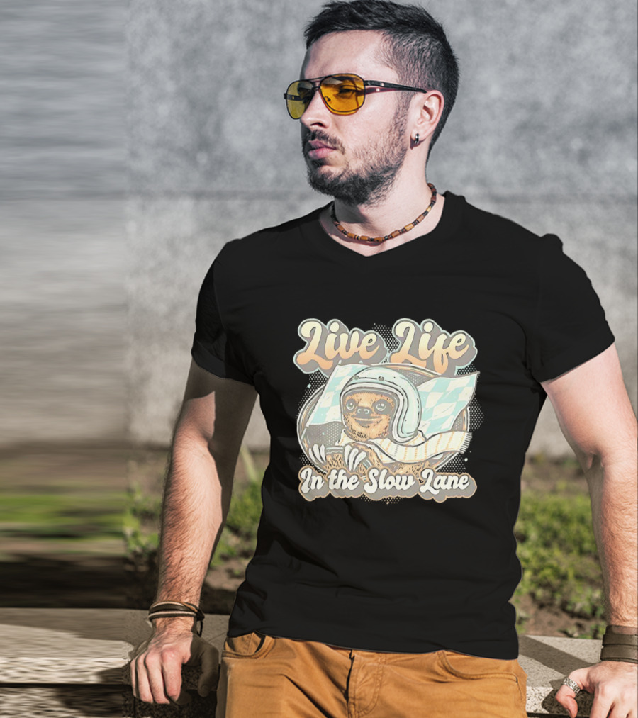 Live Life In The Slow Lane Sloth Racing Helmet T-Shirt