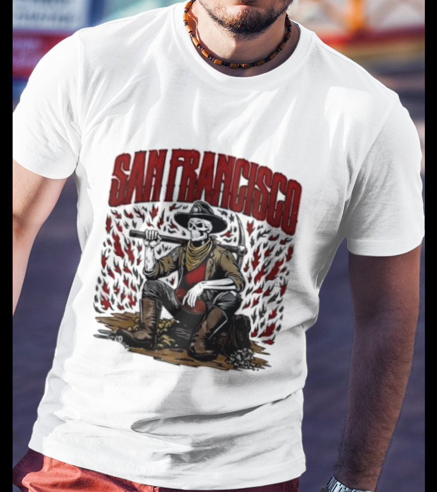 San Francisco 49ers Cowboy Skeleton Football T-Shirt