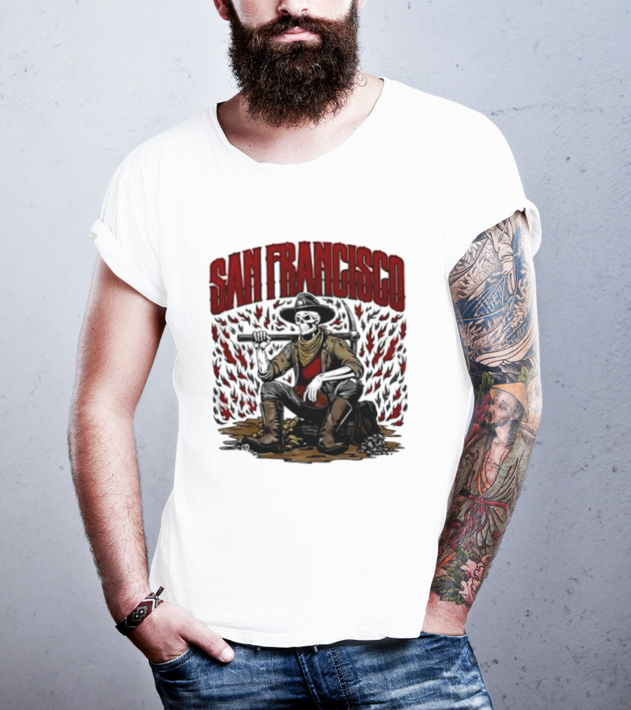 San Francisco 49ers Cowboy Skeleton Football T-Shirt
