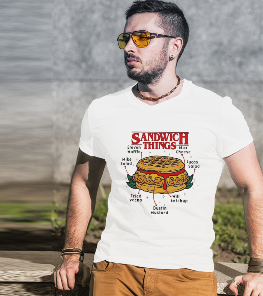 Sandwich Things Stranger Things Eleven Waffle Max Cheese Mike Lucas Salad T-Shirt
