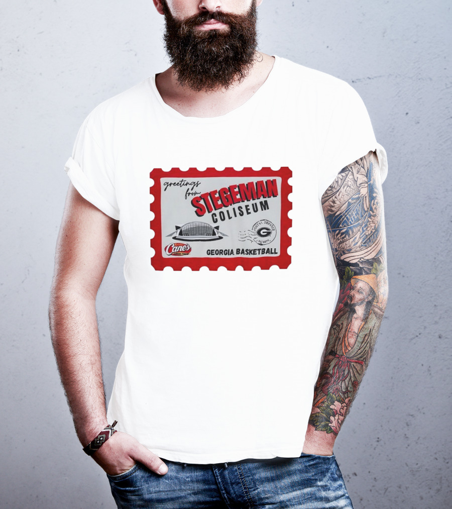 Greetings From Stegeman Coliseum Georgia Basketball Stamp Raising Cane's T-Shirt