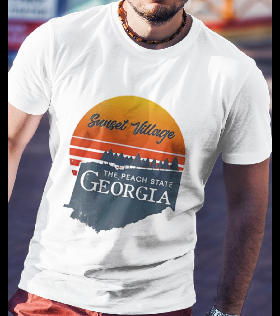 Sunset Village The Peach State Georgia T-Shirt