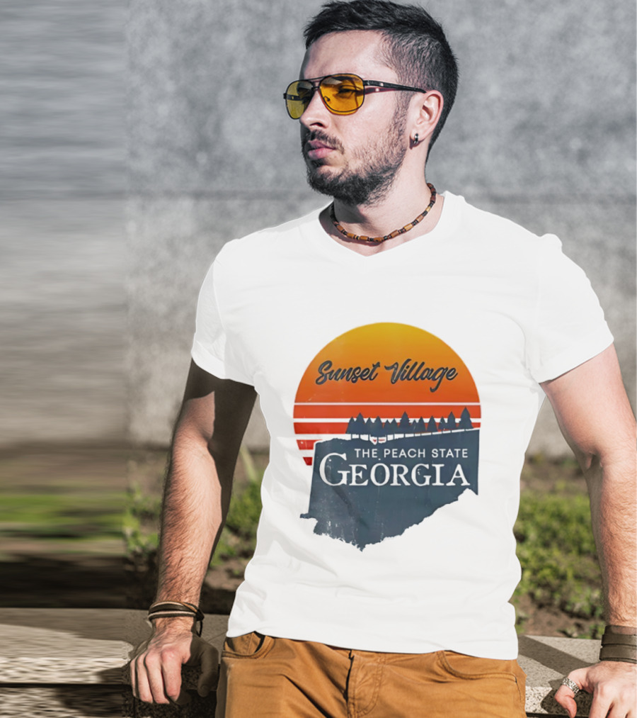 Sunset Village The Peach State Georgia T-Shirt