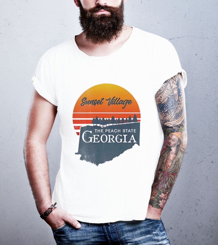 Sunset Village The Peach State Georgia T-Shirt