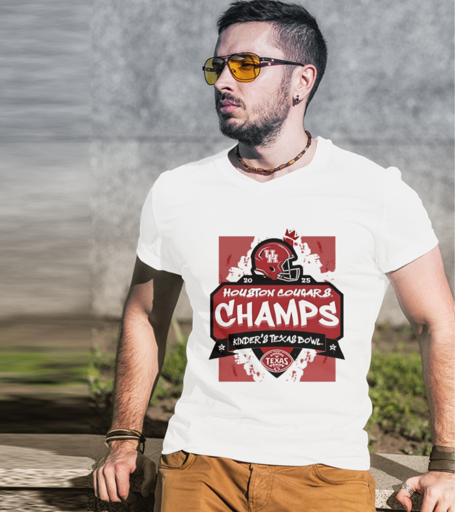 Houston Cougars Champs Kinder's Texas Bowl UH Helmet Football Victory 2025 T-Shirt