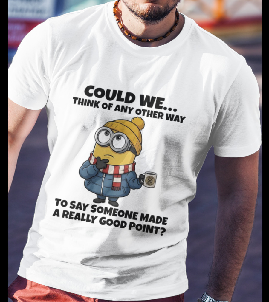 Minion Thinking Holding Coffee Winter Jacket And Beanie T-Shirt