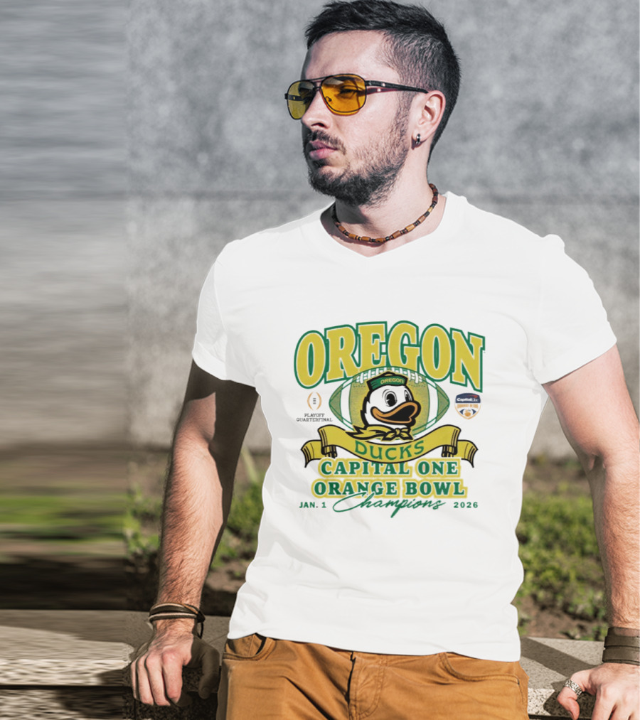 Oregon Ducks Capital One Orange Bowl Champions January 1 2026 T-Shirt